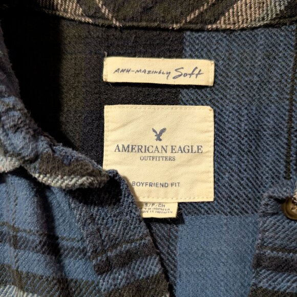 American Eagle Ahh-mazingly soft plaid shirt blue size small - Picture 5 of 16
